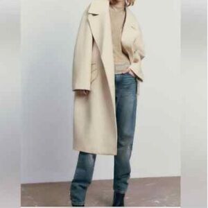 ZARA Oversized Long Coat Vanilla Cream Ivory Beige